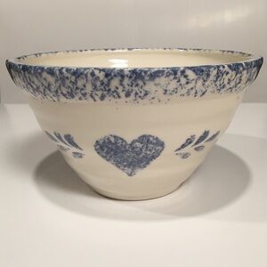 Serving Bowl Medium-Small Porcelain With Blue Heart Motif